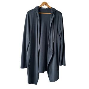 Pure Jill Cardigan Womens Large‎ Blue Gray Luxe Tencel Hooded Casual Lagenlook